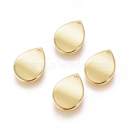 Brass Charms, Long-Lasting Plated, Teardrop, Real 18K Gold Plated, 15x10.5x1mm, Hole: 1.2mm(X-KK-G389-22G)
