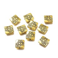 Tibetan Style Alloy Beads, Square, Antique Golden, 11x11x3mm, Hole: 1.4mm(PALLOY-H170-35AG)