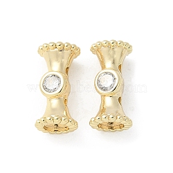 Brass Micro Pave Cubic Zirconia Beads, Column, Real 18K Gold Plated, 10.5x5mm, Hole: 0.8mm(KK-U052-19G)