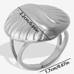 Oval 304 Stainless Steel Fashion Cuff Open Ring for Women, Silver, 22mm(OQ8393-1)