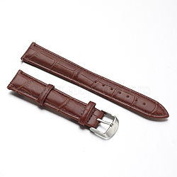 Leather Watch Bands, with Stainless Steel Clasps, Saddle Brown, 88x18x2mm; 125x16x2mm(WACH-M140-18#-04)