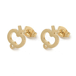 Ion Plating(IP) 304 Stainless Steel Stud Earring Findings, Apple, Golden, 10.5x9mm, Hole: 1.2mm, Pin: 0.7x11mm(STAS-I206-12G)