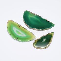 Natural Agate Pendants, Dyed, Nuggets, Green, 60~85x35~55x5mm, Hole: 2mm(G-F428-A-02)