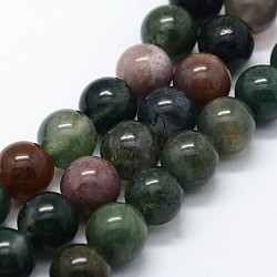 Natural Indian Agate Beads Strands, Round, 4mm, Hole: 0.6mm, about 83~88pcs/strand, 15inch(X-G-I199-05-4mm)