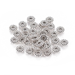 Tibetan Style Spacer Beads, Alloy, Cadmium Free &, Lead Free, Flat Round, Antique Silver Color, Size: about 7mm in diameter, 2.1mm thick, hole: 2 mm, 2385pcs/1000g(TIBEB-LF0720YKG-AS-LF)