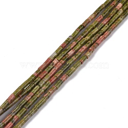 Natural Unakite Beads Strands, Undyed, Column, 3.8~4.3x2.4mm, Hole: 0.9mm, about 87pcs/strand, 14.88~15.12 inch(37.8~38.4cm)(G-M389-09)