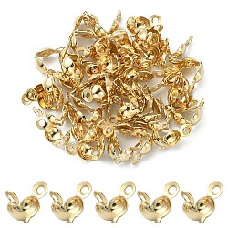 304 Stainless Steel Bead Tips, Calotte Ends, Clamshell Knot Cover, Real 18K Gold Plated, 8x4mm, Hole: 1.2mm, Inner Diameter: 3mm(STAS-YW0001-47)