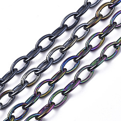 Acrylic Opaque Cable Chains, AB Color, Horse Eye, Black, 13x8x2mm, 18.5 inch~19.29 inch(47~49cm)/strand(PACR-N009-001A)