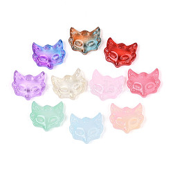 Baking Paint Transparent Glass Connector Charms, Fox Links, with Glitter Powder, Mixed Color, 23x24.5~25x6.5~7mm, Hole: 1.8mm(X-DGLA-N018-18)