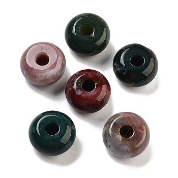 Natural Indian Agate European Beads, Large Hole Rondelle Beads, 14~14.5x7.7~8.3mm, Hole: 4mm