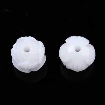 Synthetic Coral Beads, Dyed, Imitation Jade, Flower, Creamy White, 10x11x10.5mm, Hole: 1.6mm