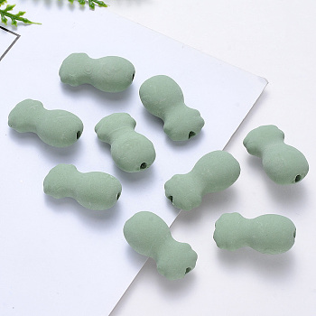 Handmade Porcelain Beads, Frosted, Dark Sea Green, 20x11x7mm, Hole: 1.8mm