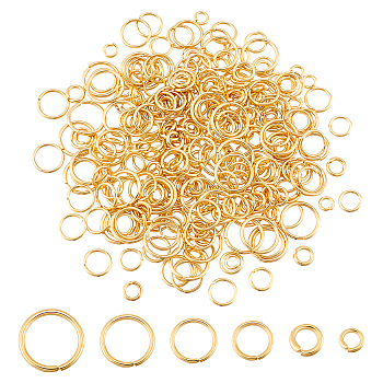 300Pcs 304 Stainless Steel Open Jump Rings, for Chainmaille Weaves, Real 24K Gold Plated, 18~20 Gauge, 4~10x0.8~1mm, Inner Diameter: 2.4~8.5mm