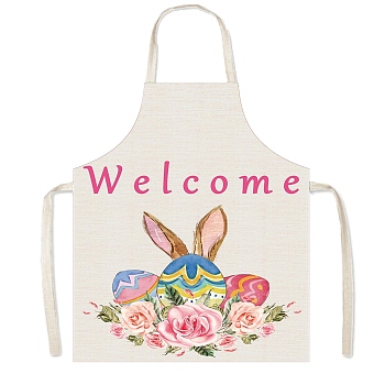 Easter Theme Polyester Sleeveless Apron, with Double Shoulder Belt, Pink, 560x450mm