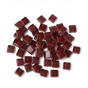 Mosaic Glass Tiles, Stained Square Pieces, for Home Decoration or DIY Crafts, Coconut Brown, 9.5x9.5x4~4.5mm, about 300pcs/bag
