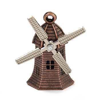 Tibetan Style Alloy Pendants, Windmill, Cadmium Free & Lead Free, Red Copper, 43x28x12.5mm, Hole: 2mm