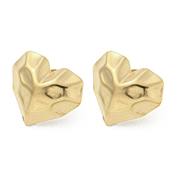 304 Stainless Steel Stud Earrings, Heart, Golden, 18x21mm