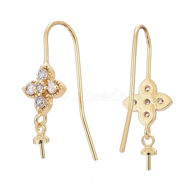 Brass Micro Pave Cubic Zirconia Earring Hooks(KK-K244-34G)-2