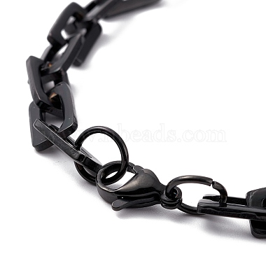 Placage sous vide rectangle 201 bracelets chaîne en acier inoxydable(BJEW-N240-06EB)-3