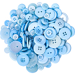Resin Buttons, 4-Hole, Flat Round, Light Blue, 9~34x2~6mm, Hole: 1.6~2.5mm, 150g/set(BUTT-WH20002-07B)