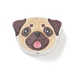 Printed Wood Beads, Dog, Wheat, 14x19x8mm, Hole: 2.5mm(WD-CBAA998-B06)