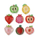 Fruit Transparent Resin & Paillette Cabochons, Mixed Shapes, Mixed Color, 21~25x20~23x8~9mm(RESI-C074-04)