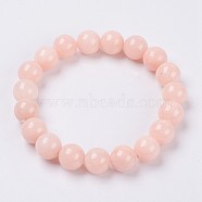 Natural Yellow Jade Beaded Stretch Bracelet, Dyed, Round, PeachPuff, 2 inch(5cm), Beads:  6mm(BJEW-P209-06-6mm)