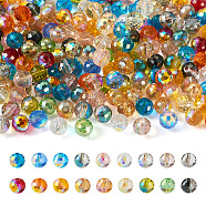 Pandahall 180Pcs 18 Colors Transparent Electroplate Glass Bead, AB Color Plated, Faceted, Round, Mixed Color, 8mm, Hole: 1.4mm, 10pcs/color(EGLA-TA0001-19)