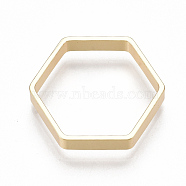 Brass Lining Rings, Hexagon, Nickel Free, Real 18K Gold Plated, 20x18x3mm(X-KK-S350-163G)
