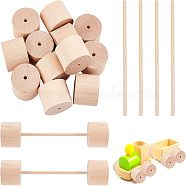 12Pcs Schima Wood Vehicle Wheels and 12Pcs Schima Wood Sticks, Toy Making Accessories, BurlyWood, Wheels: 3.95x3.2cm, Hole: 4.5mm, Sticks: 150x5mm(DIY-OC0004-20)