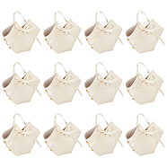 PU Leather Candy Gift Handbags, with Imitation Pearl Charms and Ribbon, Nails, Wedding Favor Candy Bags, Beige, Finished Product: 7x5.5x13cm(ABAG-WH0032-60A)