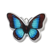 Opaque Acrylic Pendants, with Platinum Iron Jump Ring, Butterfly Charms, Dodger Blue, 25x33.5x4mm, Hole: 5.2mm(SACR-L004-06L)