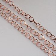 Iron Twisted Chains, Unwelded, with Spool, Oval, Rose Gold, 8x6x1mm, about 164.04 Feet(50m)/roll(CH-1.0DK-RG)