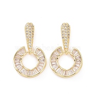 Cubic Zirconia Donut Dangle Stud Earrings, Golden Brass Jewelry for Women, Clear, 30mm, Pin: 0.8mm(EJEW-P224-15G-01)