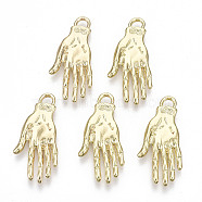 Rack Plating Alloy Pendants, Cadmium Free & Lead Free, Palm with Number, Light Gold, 31x15x3mm, Hole: 2.5x3mm(X-PALLOY-S132-182-RS)