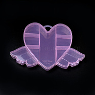 Flying Heart Plastic Bead Storage Containers, 9 Compartments, Pink, 12x17.5x2cm(X-CON-Q023-11A)