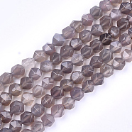 Natural Agate Beads Strands, Dyed, Faceted, Star Cut Round Beads, Rosy Brown, 9~10x9~10x9~10mm, Hole: 1mm, about 37pcs/strand, 14.5 inch(G-T121-08G)