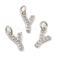 Brass Micro Pave Grade AAA Cubic Zirconia Charms, Letter Y, Cadmium Free & Nickel Free & Lead Free, Clear, Real 18K Gold Plated, Letter.Y, 9x6x1.5mm, Hole: 2mm(ZIRC-P067-11P-Y-NR)