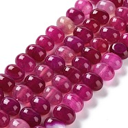 Natural Agate Beads Strands, Dyed & Heated, Egg, Fuchsia, 12~14x9~10mm, Hole: 1.4mm, about 19~20pcs/strand, 7.48 inch(19cm)(G-G021-03B-09)