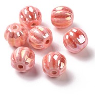 Handmade Pearlized Porcelain Beads, Pearlized, Pumpkin, Salmon, 13x12mm, Hole: 2mm(PORC-G010-01F)