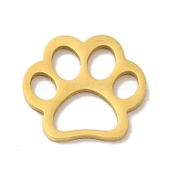 Vacuum Plating 201 Stainless Steel Charms, Laser Cut, Dog Paw Print Charm, Real 18K Gold Plated, 11x12x1mm, Hole: 2~2.5x3~3.5mm(STAS-E217-26G)