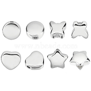 Unicraftale 8Pcs 4 Style 304 Stainless Steel Beads, Mixed Shape, Stainless Steel Color, 10x10x6mm, Hole: 3mm(STAS-UN0025-42)