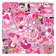 100Pcs PVC Self-Adhesive Cartoon Stickers, Waterproof Decals for Art Craft, DIY Scrapbooking, Deep Pink, 30~60mm(WG95220-01)