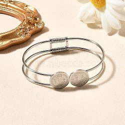 304 Stainless Steel Bangles for Women, Flat Round with Saint Benedict & Cross, Stainless Steel Color, 1/2 inch(1.2cm), Inner Diameter: 1-3/4 inch(4.6cm)x2-1/2 inch(6.3cm)(BJEW-R014-02P)