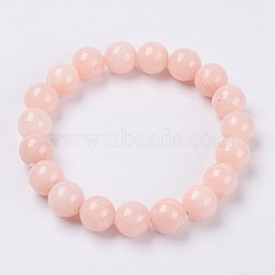 Natural Yellow Jade Beaded Stretch Bracelet, Dyed, Round, PeachPuff, 2 inch(5cm), Beads:  6mm(BJEW-P209-06-6mm)
