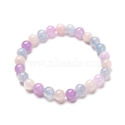 Stone Stretch Bracelet for Girl Women, Natural Aquamarine & Rose Quartz & Amethyst Beads Bracelet, 8mm, Inner Diameter: 2-3/8 inch(6cm)(BJEW-JB06811)