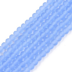 Transparent Glass Beads Strands, Faceted, Frosted, Rondelle, Medium Slate Blue, 2.3~2.7x2mm, Hole: 0.4mm, about 150~155pcs/strand, 32~33cm(EGLA-A044-T1mm-MD14)