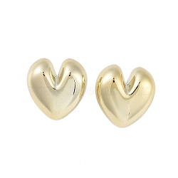 Heart CCB Plastic Stud Earrings for Women, with 304 Stainless Steel Pin, Golden, 21x20mm(EJEW-Q382-05G)