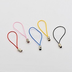 Mobile Phone Strap, DIY Cell Phone Straps, Nylon Cord Loop with Iron Ends, Platinum, Mixed Color, 50mm(X-MAK-M006-M)