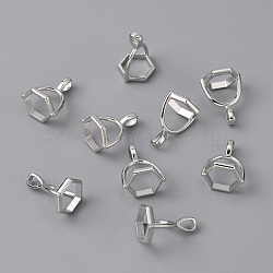 Alloy Pinch Bails, Pendant Bails for Hexagon Prism, Platinum, 16.5x13x10.5mm, Hole: 4x2.5mm, Inner Diameter: 8.4x8.4mm(FIND-WH0042-29P)